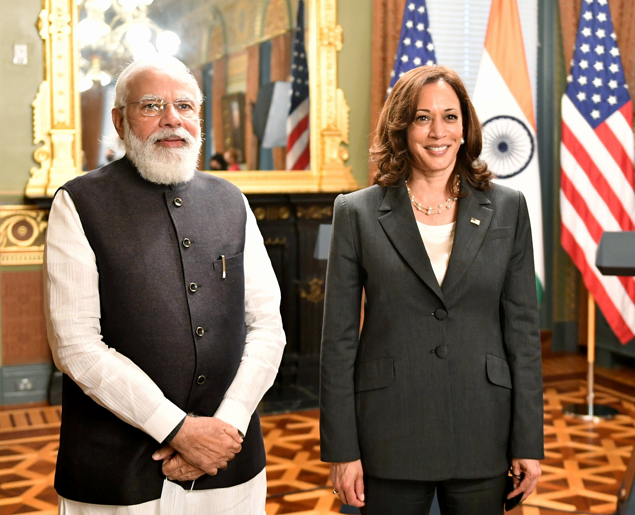 Prime Minister Narendra Modi with US Vice President Kamala Harris during a Joint Press conference