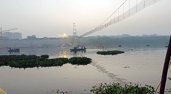 Rescue operation underway after a cable bridge collapsed in the Machchhu river