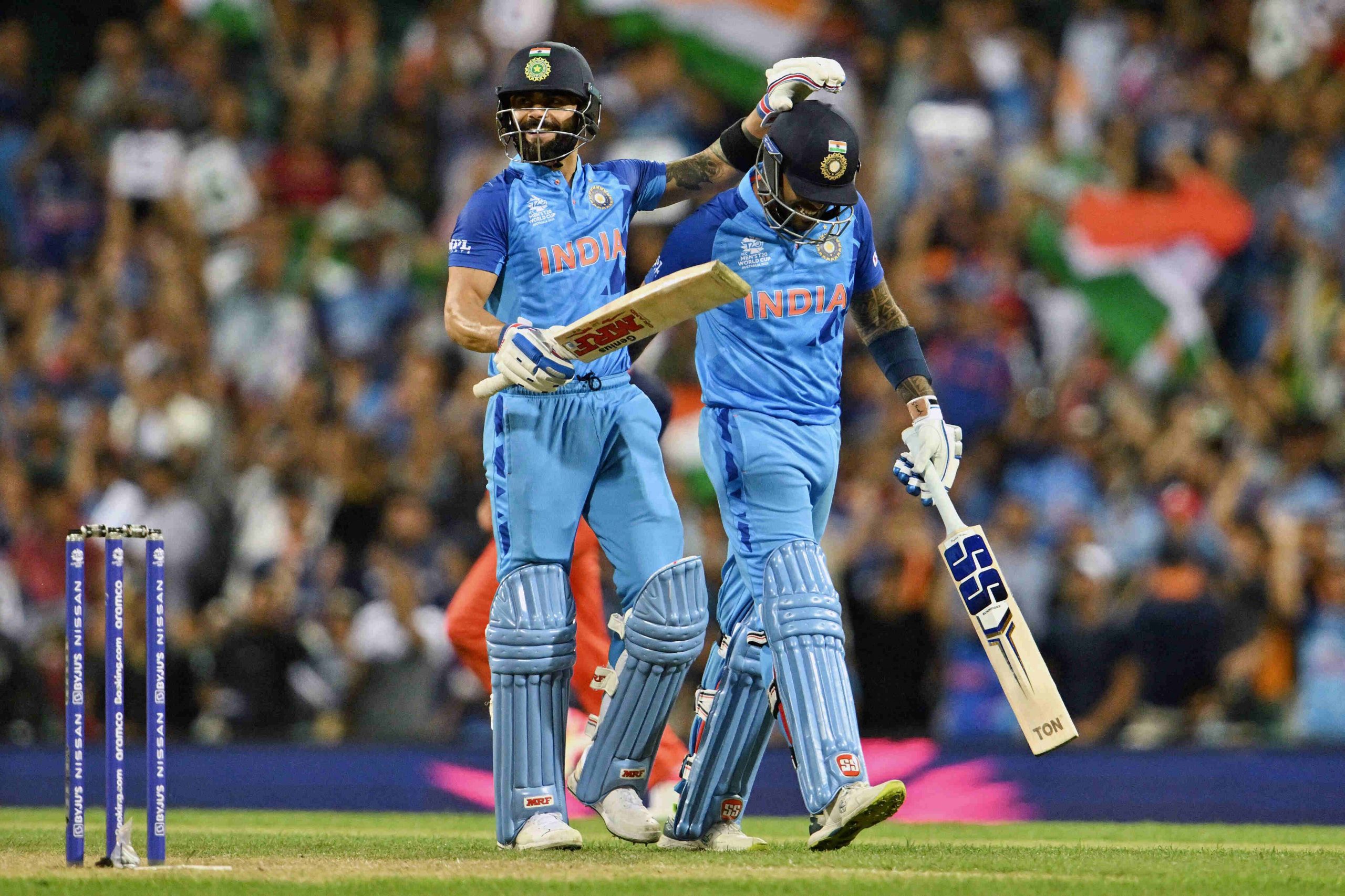 India's Virat Kohli and Suryakumar Yadav during match against Netherlands
