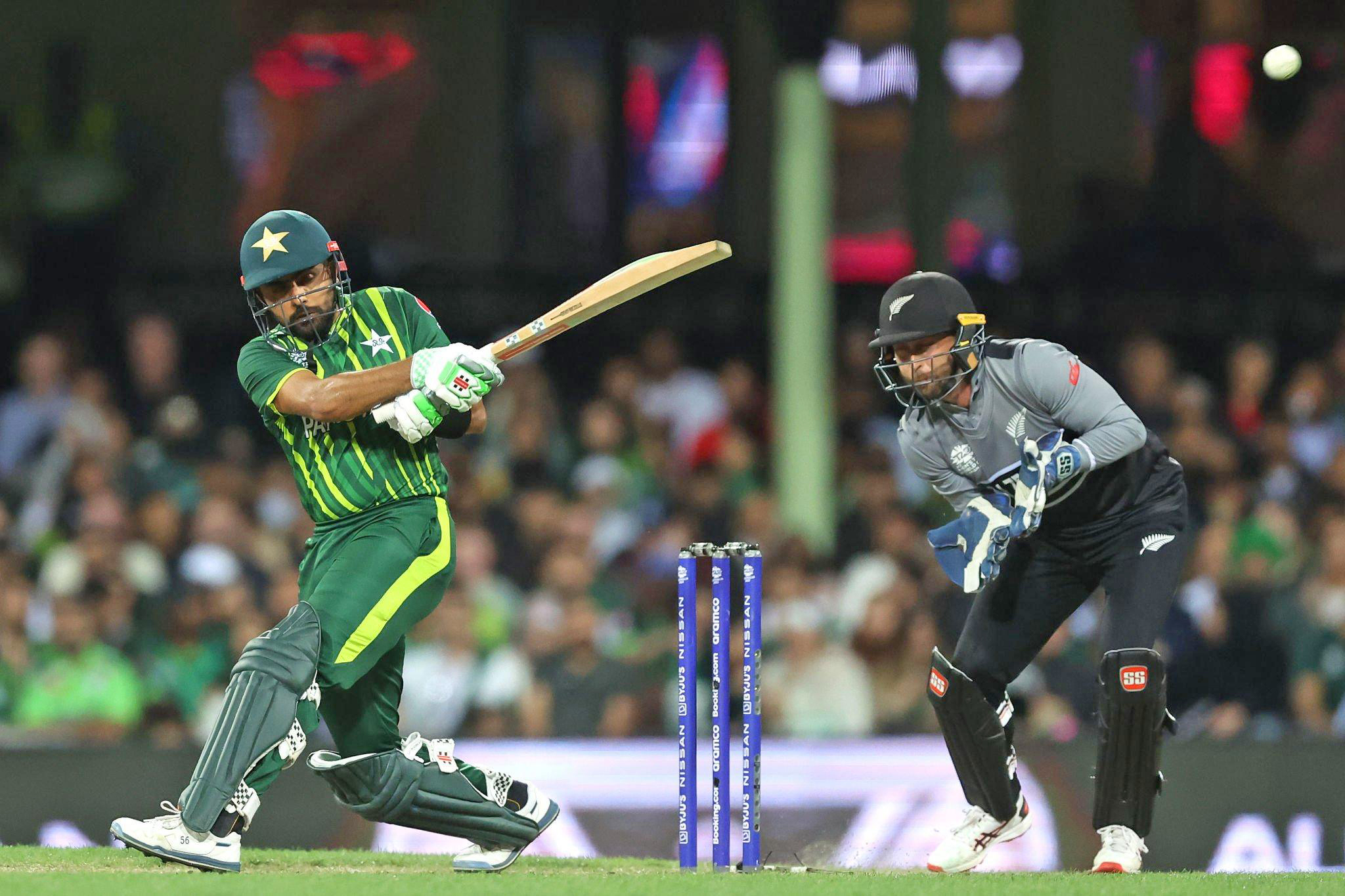 Babar Azam plays a shot