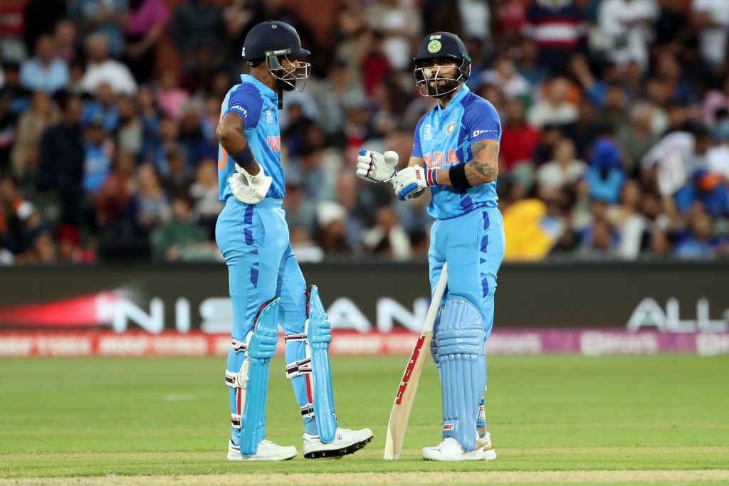 India's Hardik Pandya and Virat Kohli during Semi-Final match against England