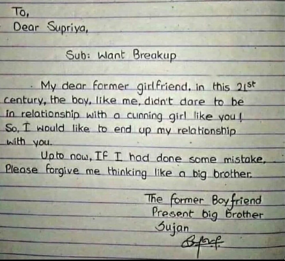 letter to break up with your boyfriend