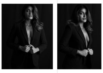 Dimple Hayathi’s scorching glitz brightens her monochrome photo shoot