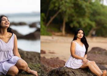Ananya Nagalla oozes elegance on the beach in a glittering gown
