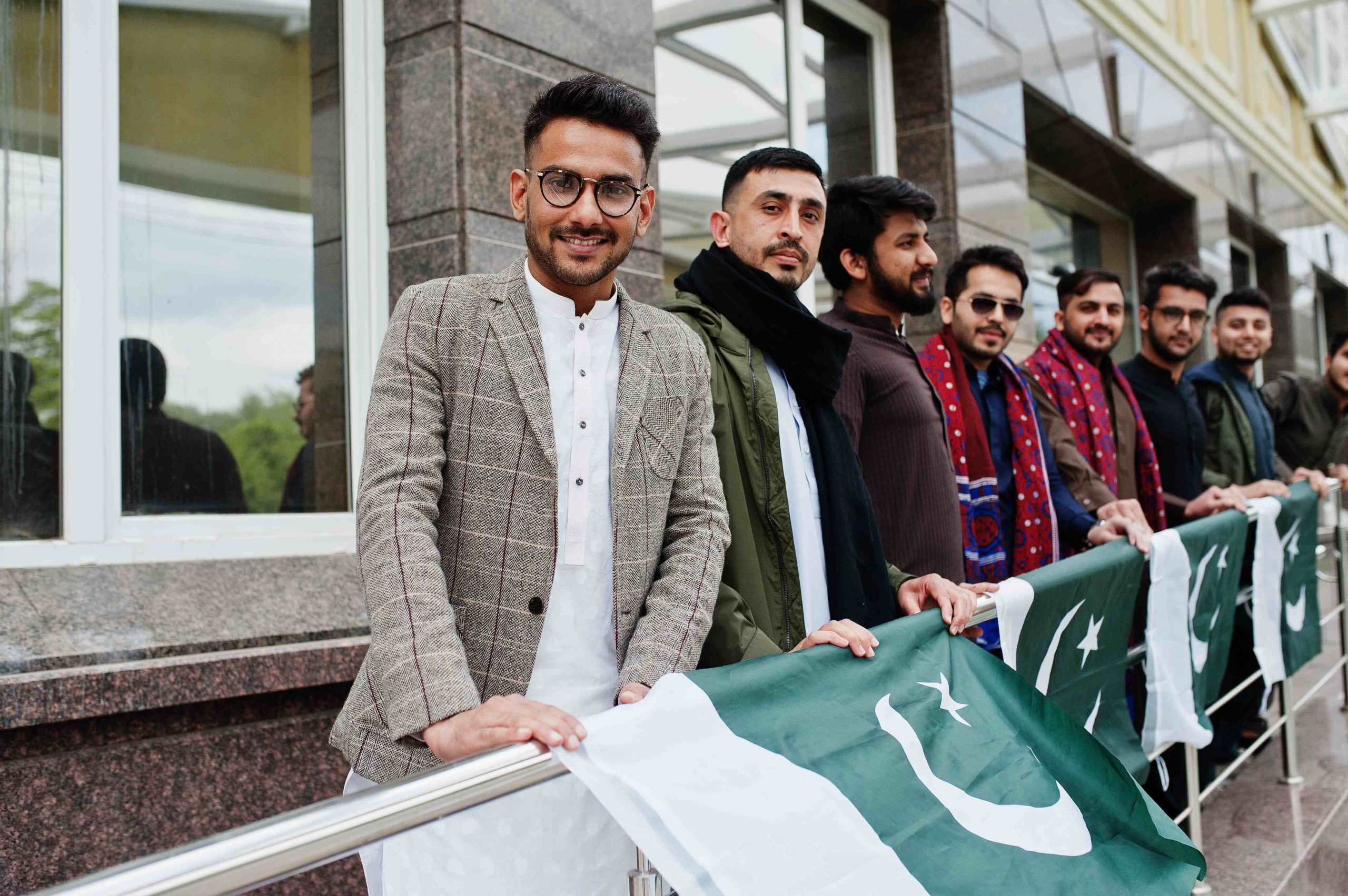 Group of pakistani man wearing traditional clothes salwar kameez